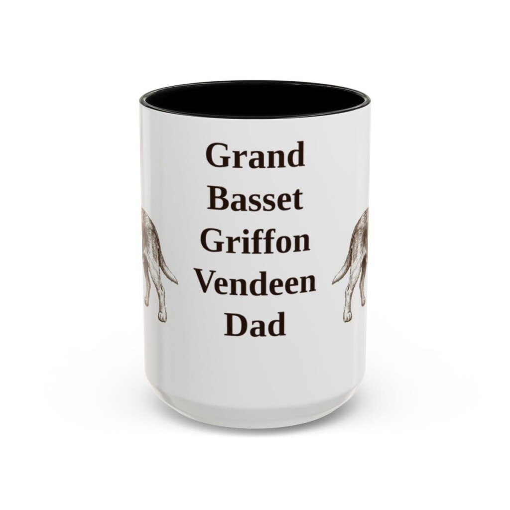 15oz Grand Basset Griffon Vendeen Dog Dad Mug, Black, front view