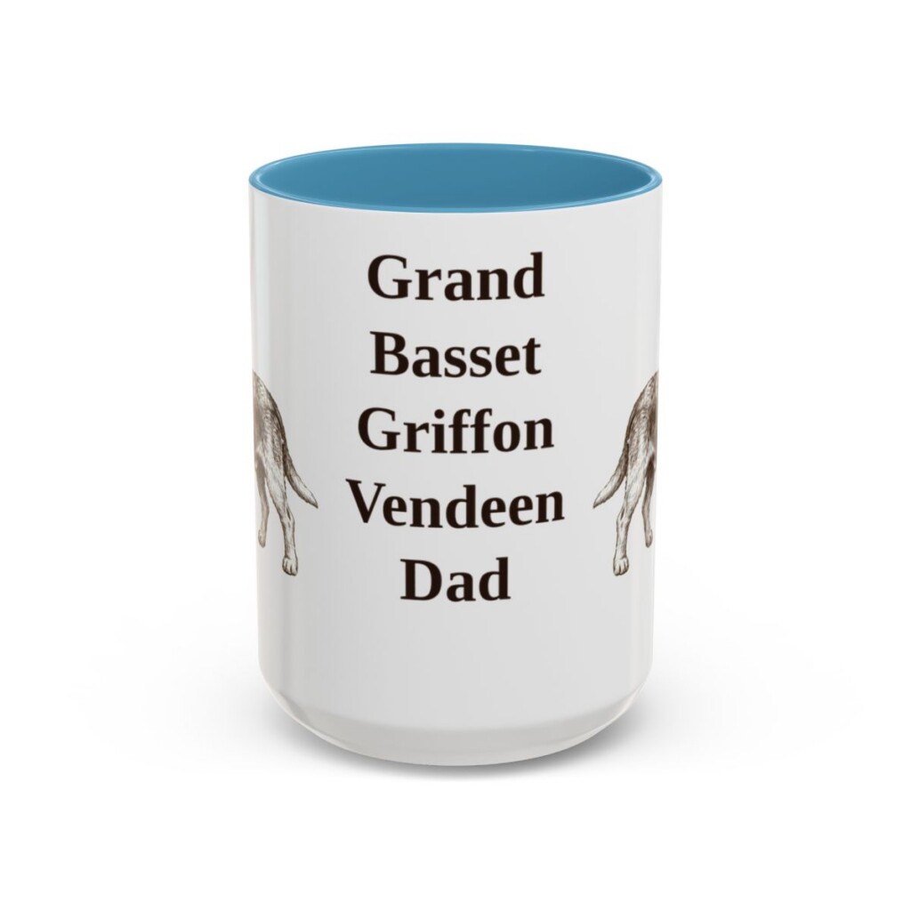 15oz Grand Basset Griffon Vendeen Dog Dad Mug, Light Blue, front view