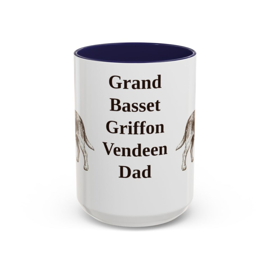 15oz Grand Basset Griffon Vendeen Dog Dad Mug, Navy, front view