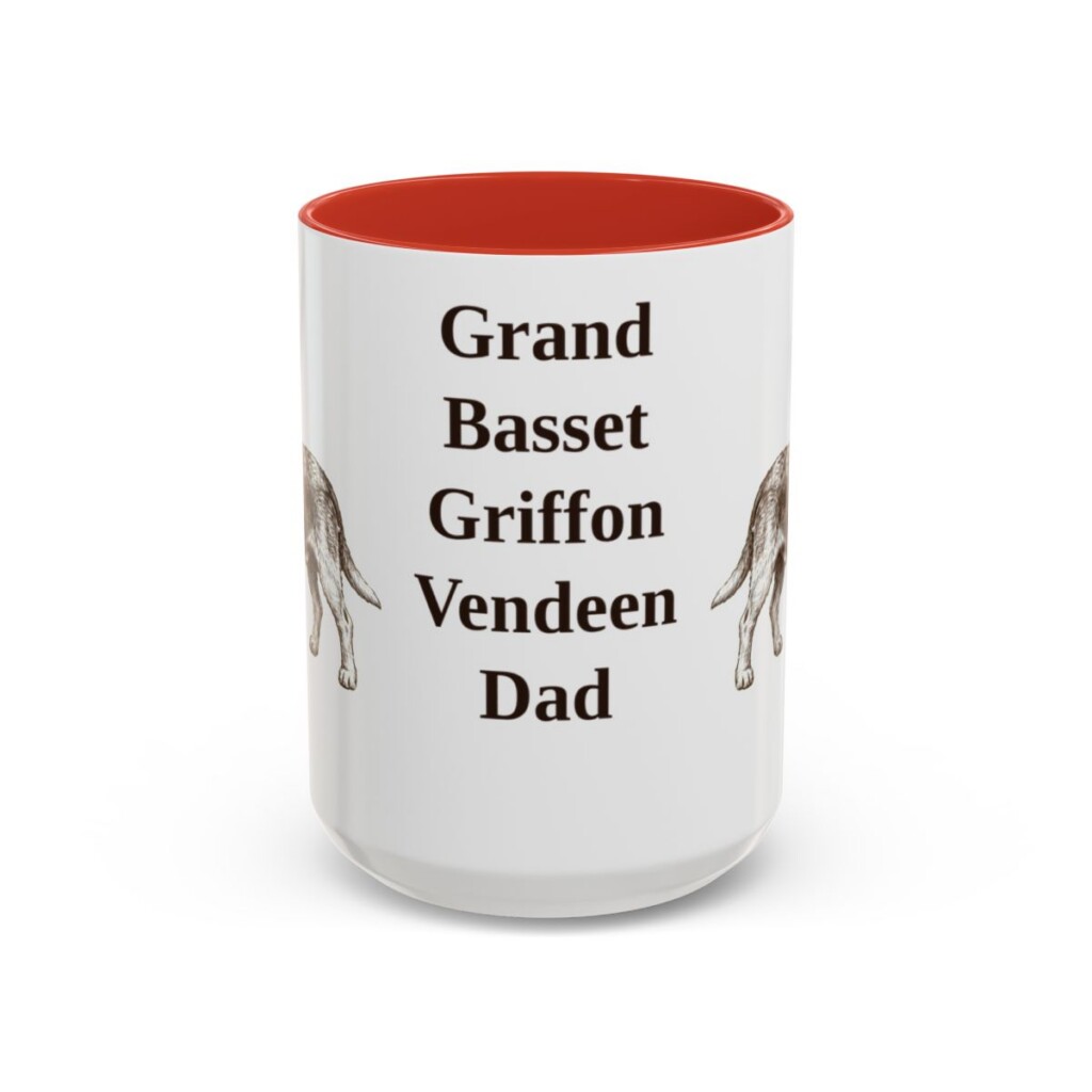15oz Grand Basset Griffon Vendeen Dog Dad Mug, Red, front view