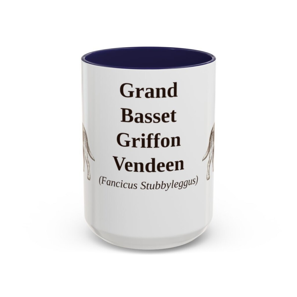 15oz-grand-basset-griffon-vendeen-mug-latin-navy 15oz Grand Basset Griffon Vendeen Latin Mug, Navy, front view