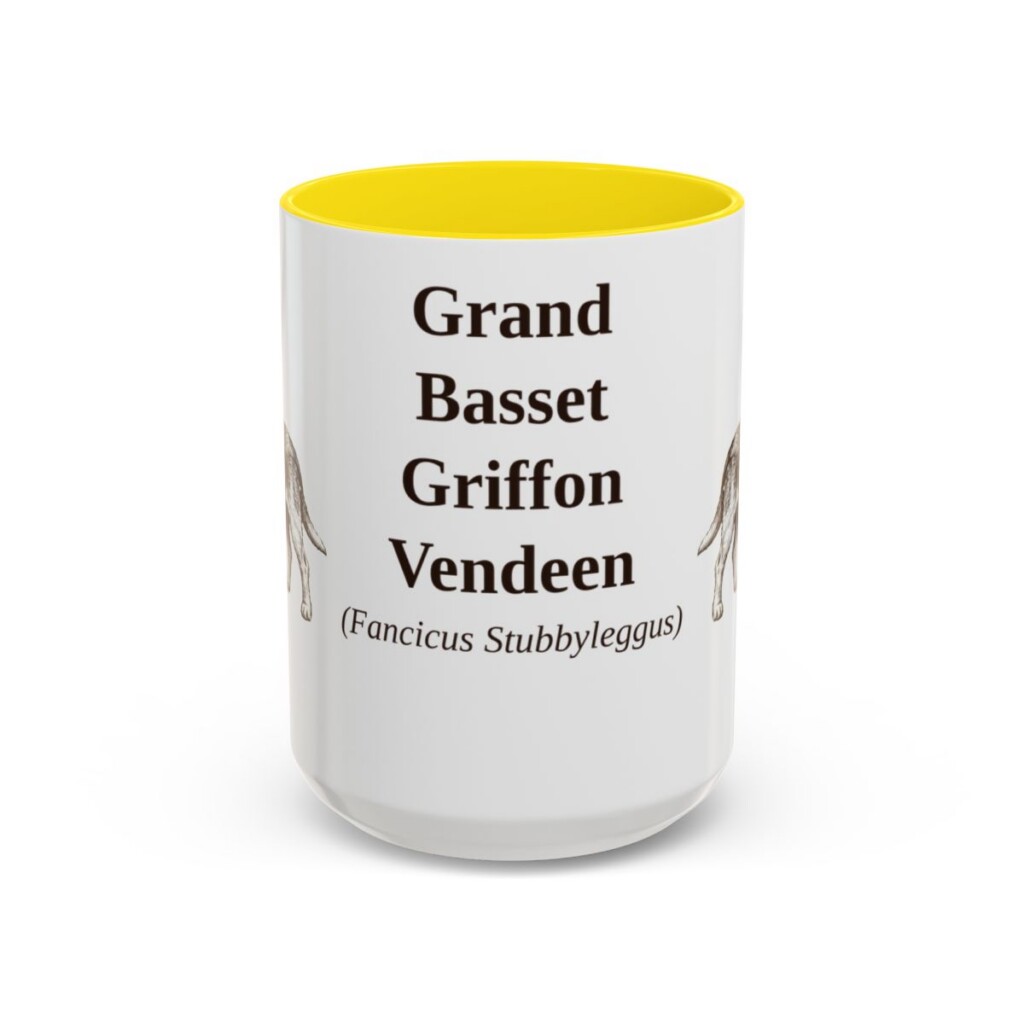 15oz-grand-basset-griffon-vendeen-mug-latin-yellow 15oz Grand Basset Griffon Vendeen Latin Mug, Yellow, front view
