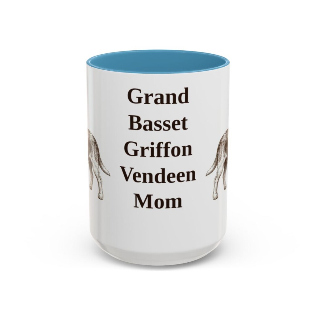 15oz Grand Basset Griffon Vendeen Dog Mom Mug, Light Blue, front view