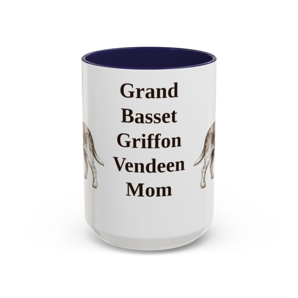 15oz Grand Basset Griffon Vendeen Dog Mom Mug, Navy, front view