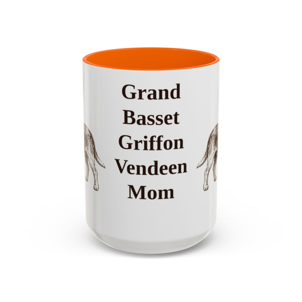 15oz Grand Basset Griffon Vendeen Dog Mom Mug, Orange, front view