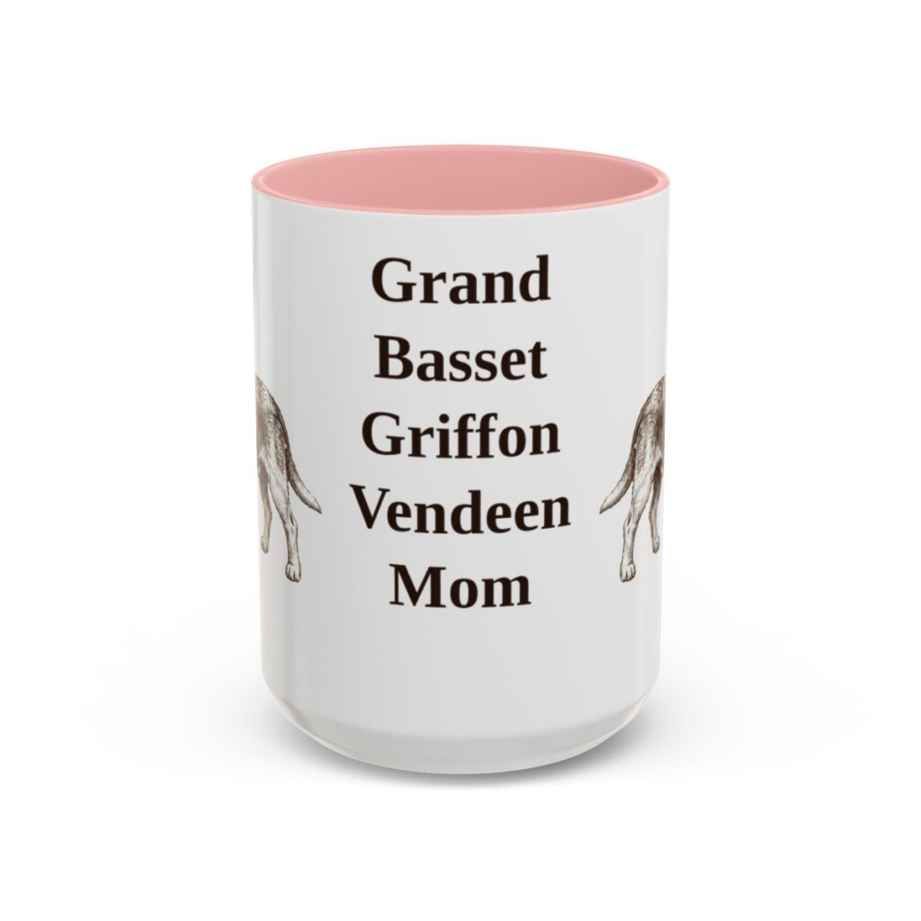 15oz Grand Basset Griffon Vendeen Dog Mom Mug, Pink, front view