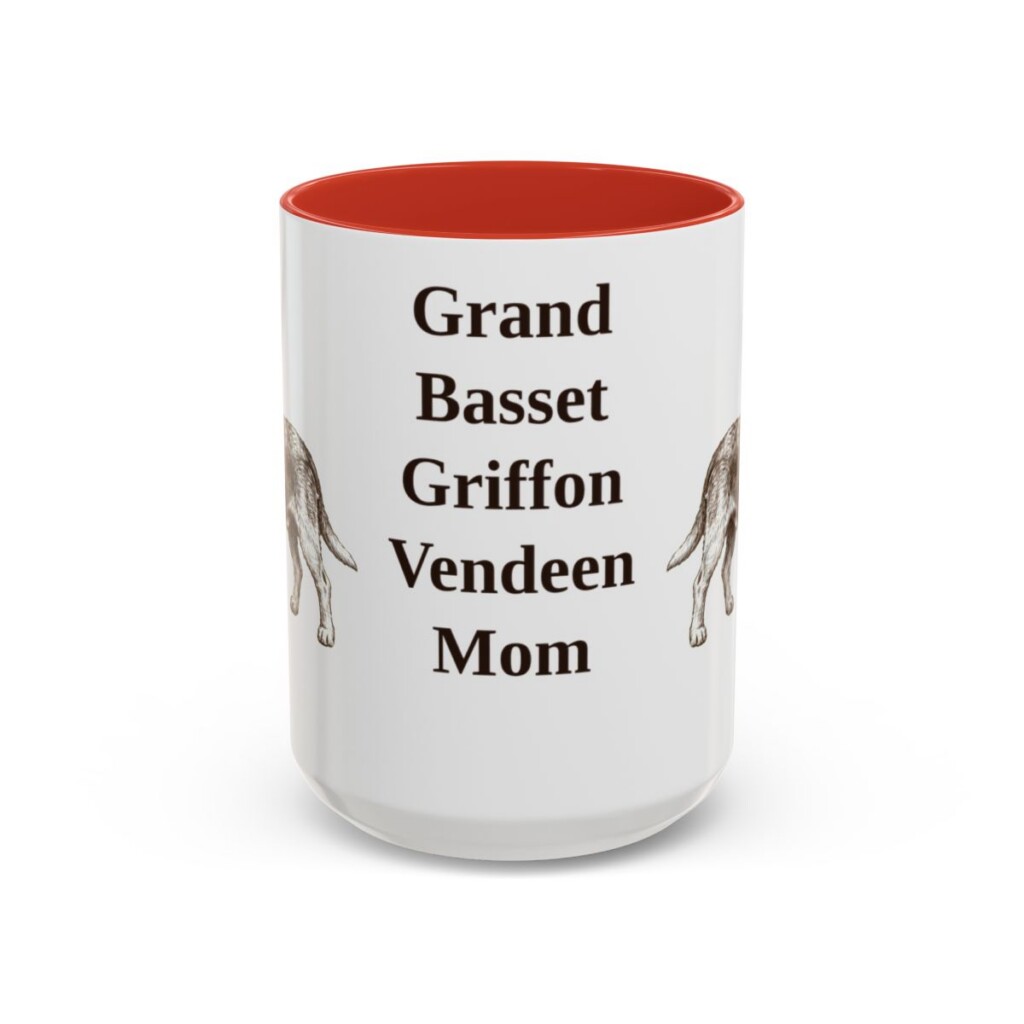 15oz Grand Basset Griffon Vendeen Dog Mom Mug, Red, front view