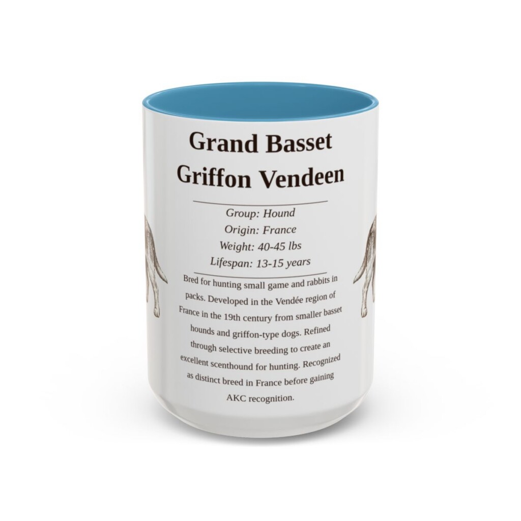 15oz Grand Basset Griffon Vendeen Mug, Light Blue, front view
