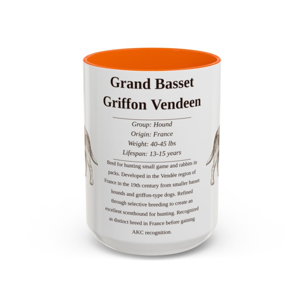 15oz Grand Basset Griffon Vendeen Mug, Orange, front view