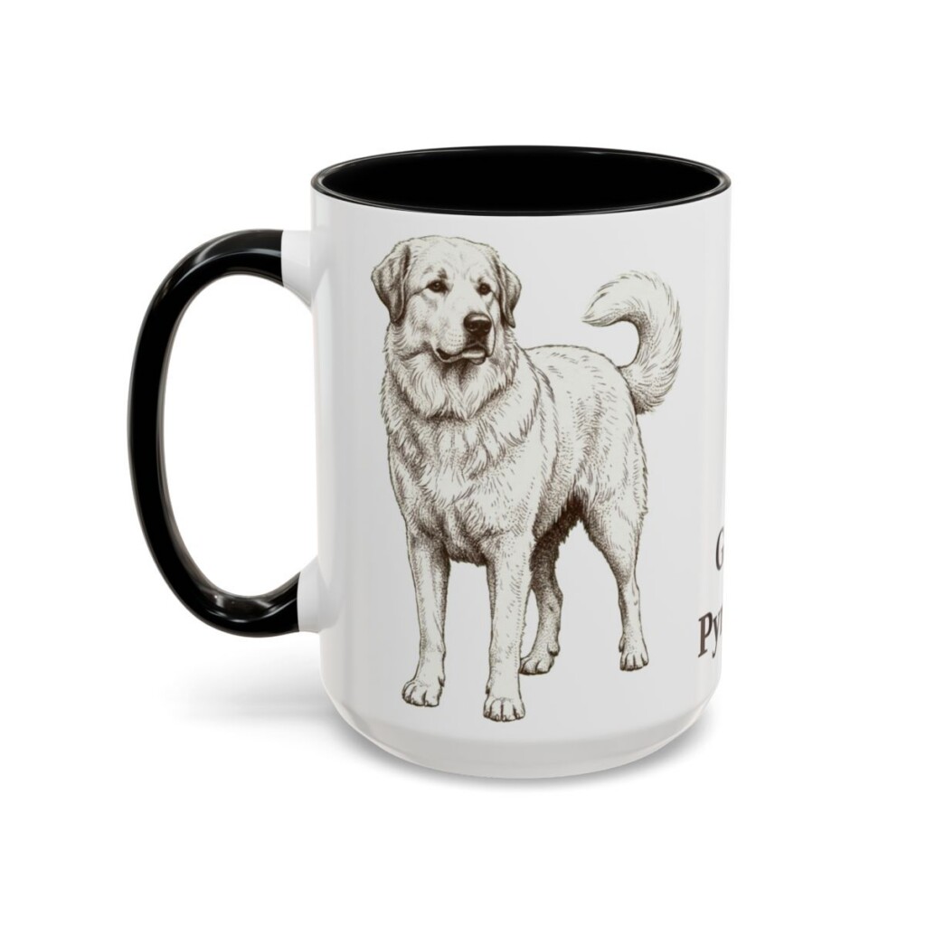 15oz-great-pyrenees-mug-black-left 15oz Great Pyrenees Mug, Black, left side view