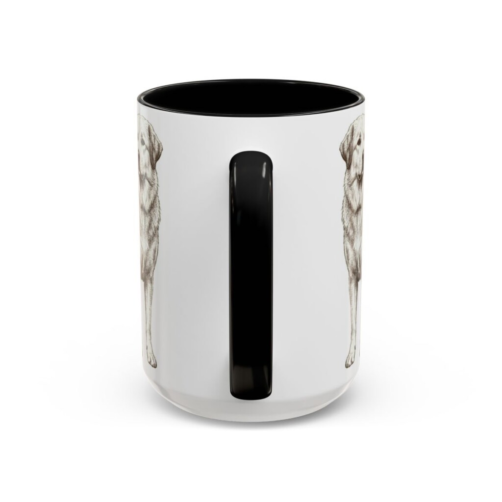 15oz Great Pyrenees Dog Dad Mug, Black, back view