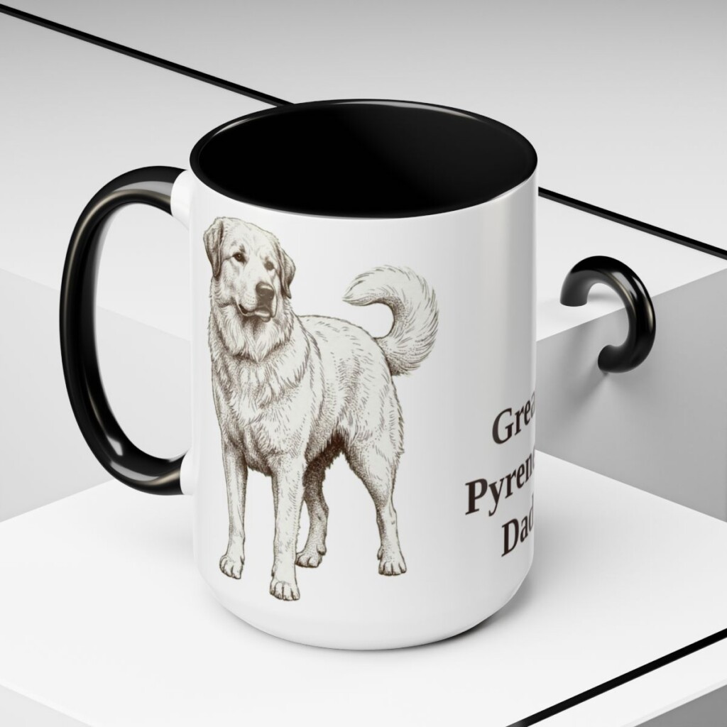 15oz Great Pyrenees Dog Dad Mug, Black, lifestyle photo