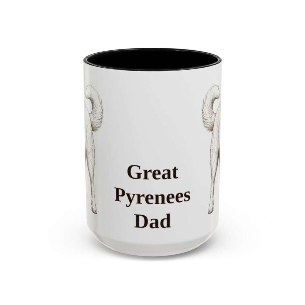 15oz Great Pyrenees Dog Dad Mug, Black, front view