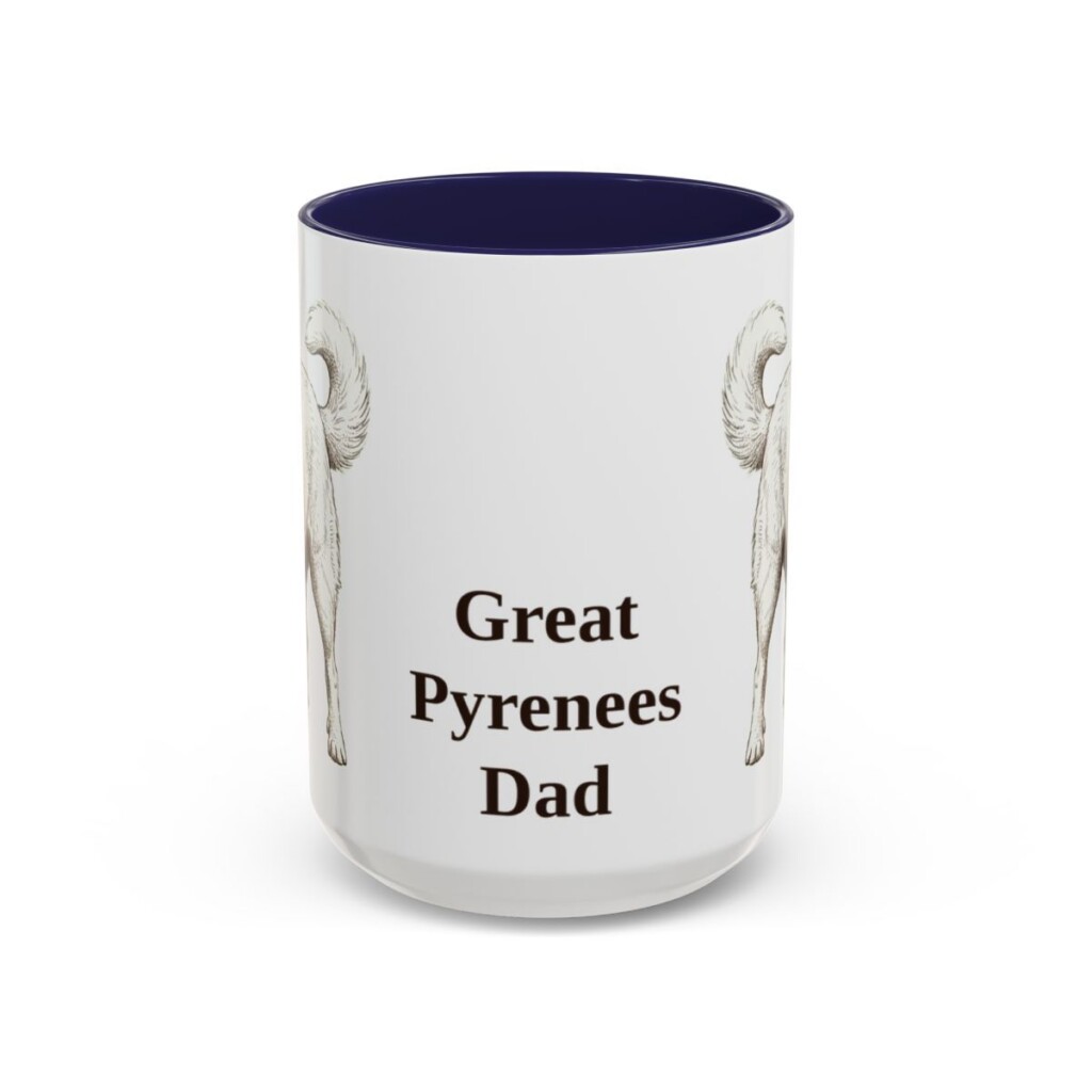 15oz Great Pyrenees Dog Dad Mug, Navy, front view
