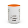 15oz Great Pyrenees Dog Dad Mug, Orange, front view