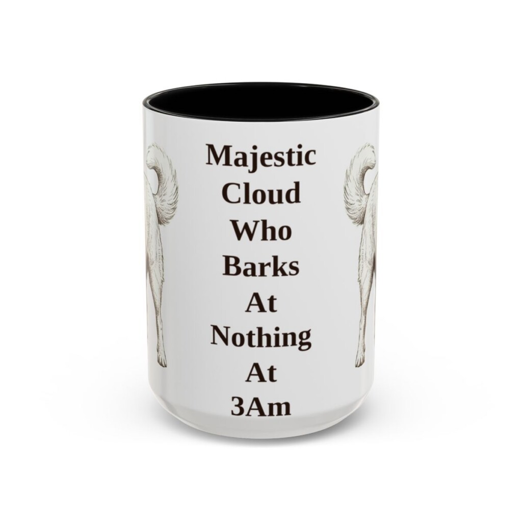 15oz-great-pyrenees-mug-humor-black-front 15oz Funny Great Pyrenees Mug, Black, front view