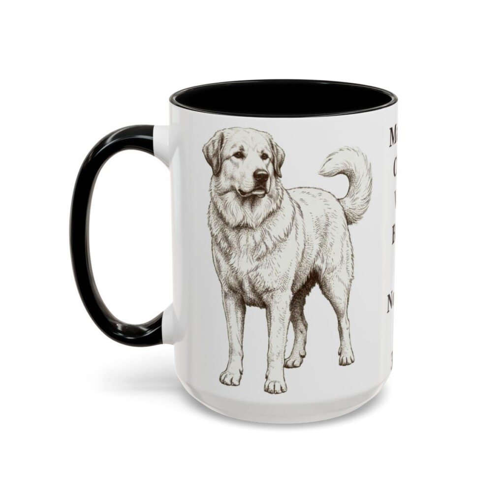 15oz-great-pyrenees-mug-humor-black-left 15oz Funny Great Pyrenees Mug, Black, left side view