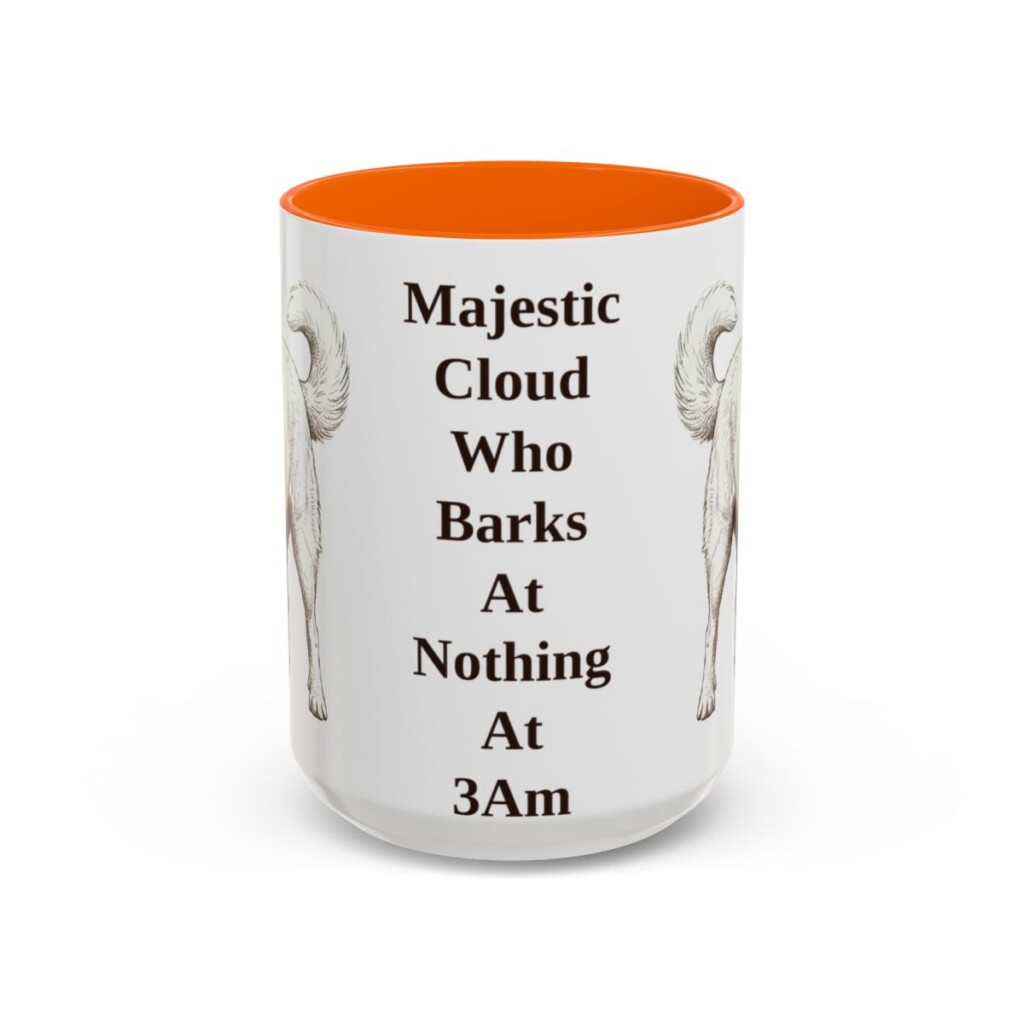 15oz-great-pyrenees-mug-humor-orange 15oz Funny Great Pyrenees Mug, Orange, front view