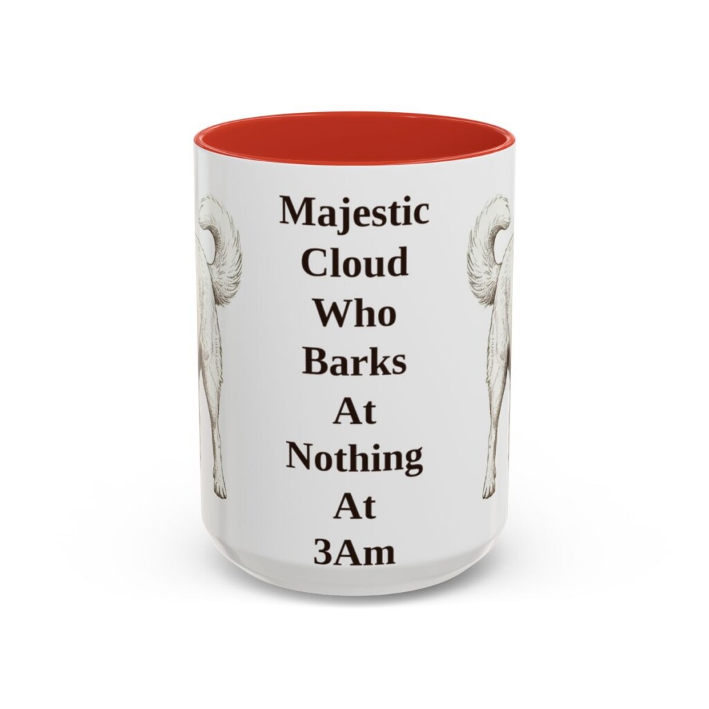 15oz-great-pyrenees-mug-humor-red 15oz Funny Great Pyrenees Mug, Red, front view