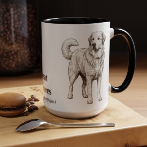 15oz Great Pyrenees Latin Mug, Black, lifestyle photo