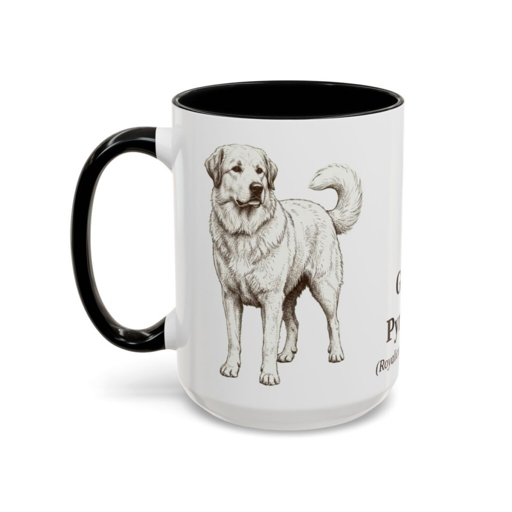 15oz Great Pyrenees Latin Mug, Black, left side view