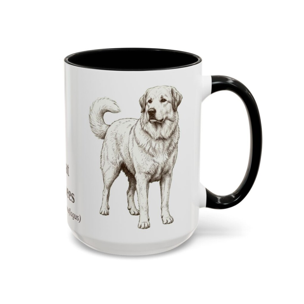 15oz Great Pyrenees Latin Mug, Black, right side view