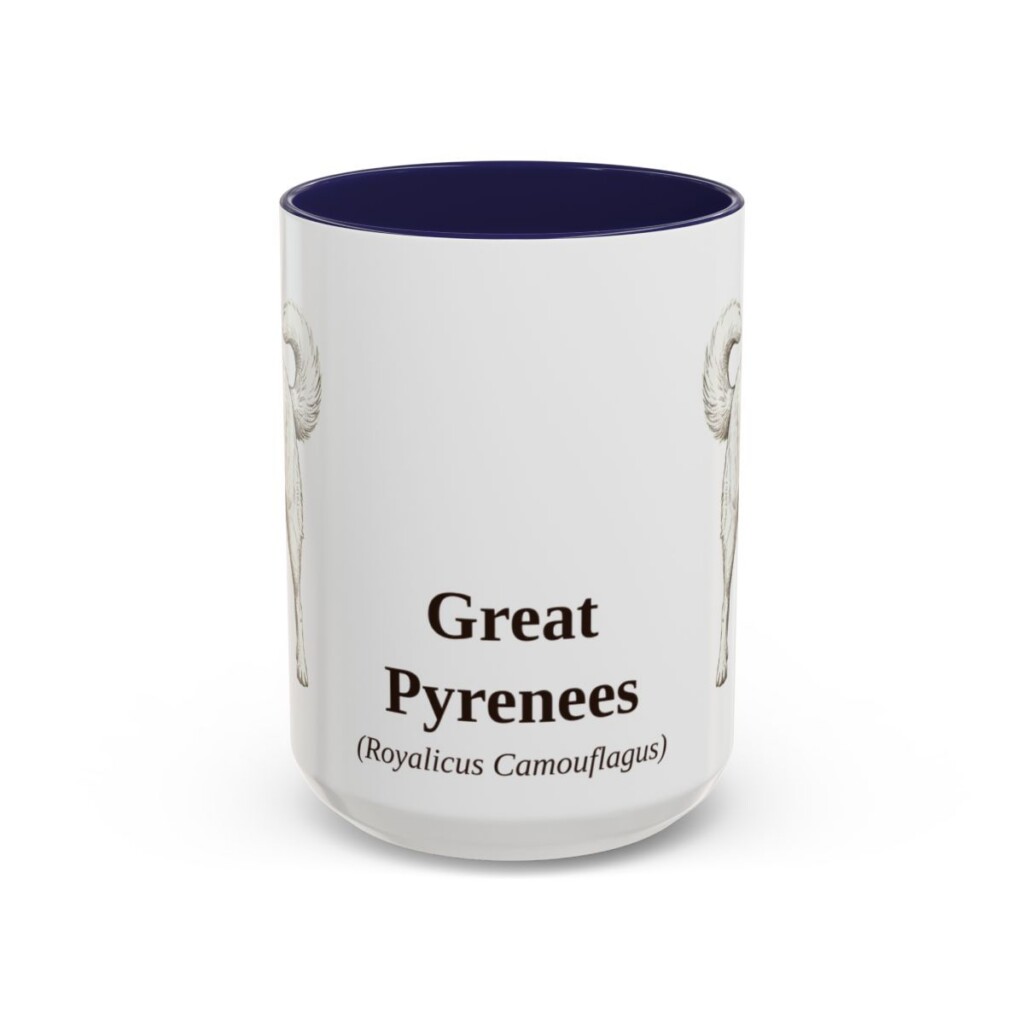 15oz Great Pyrenees Latin Mug, Navy, front view