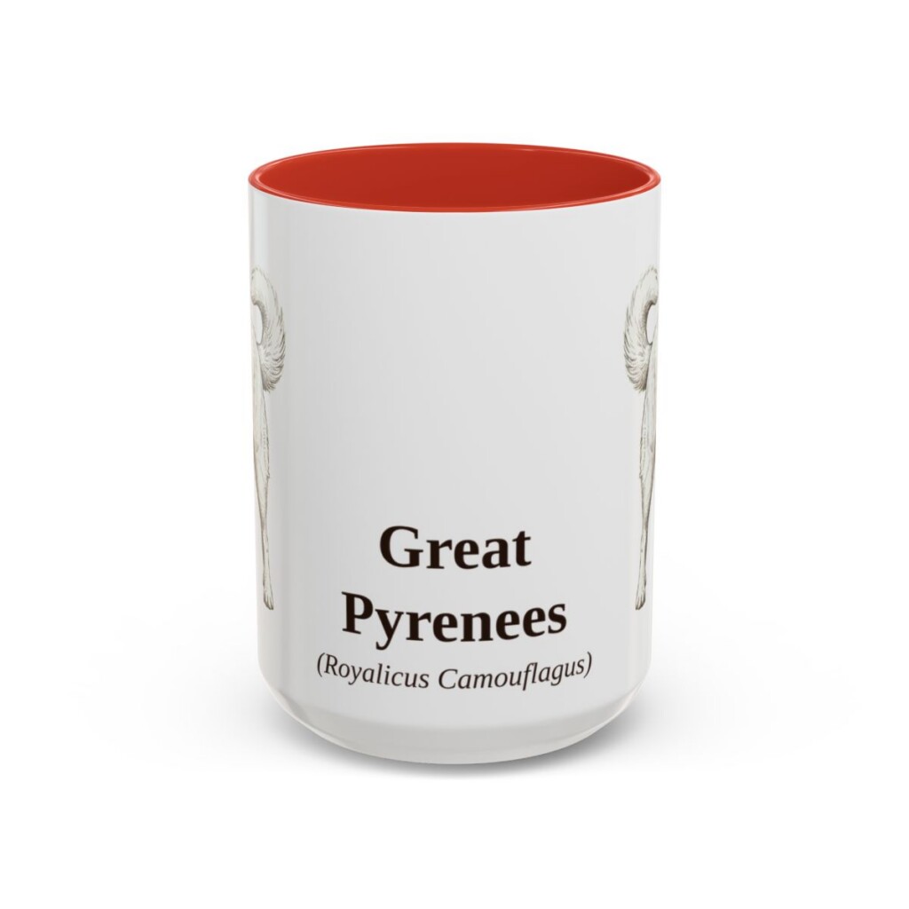 15oz Great Pyrenees Latin Mug, Red, front view