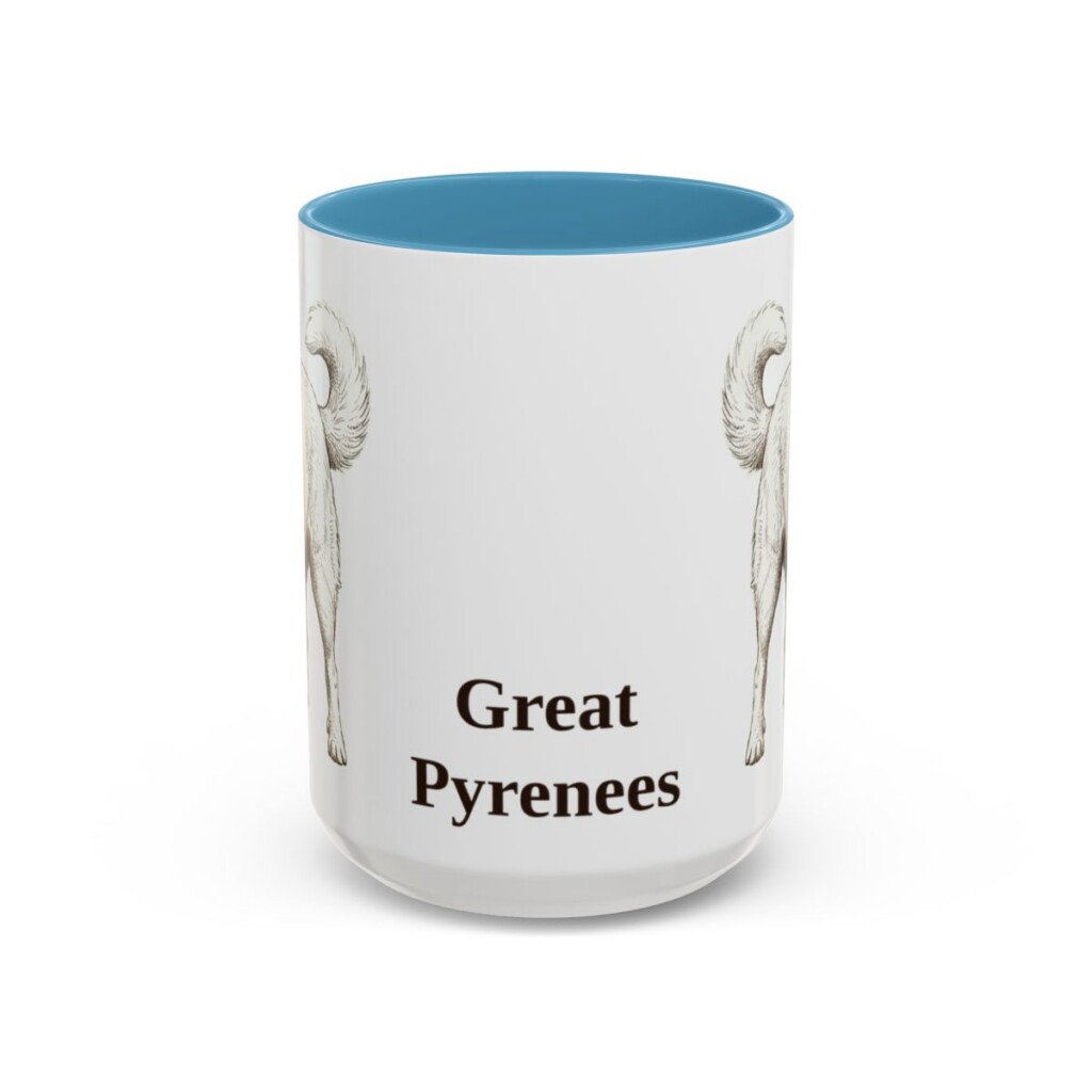 15oz-great-pyrenees-mug-light-blue 15oz Great Pyrenees Mug, Light Blue, front view