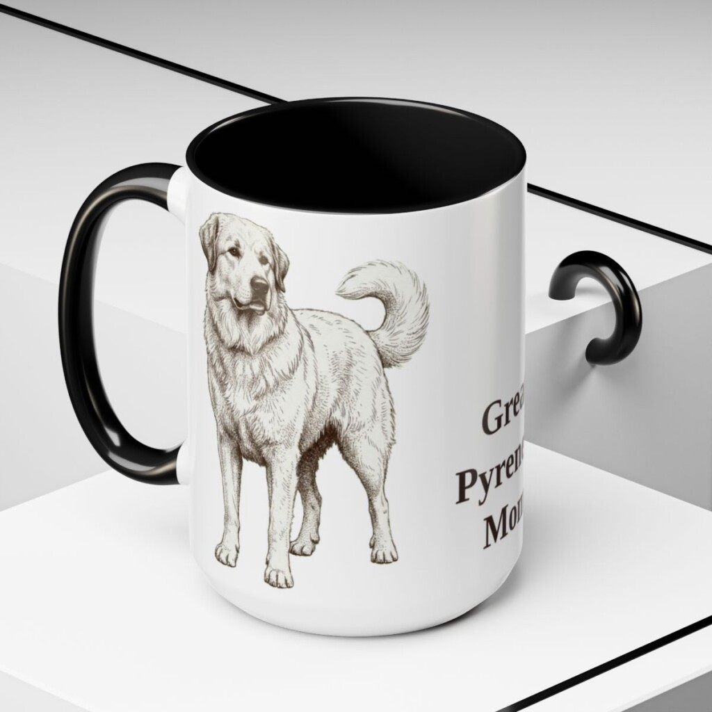 15oz Great Pyrenees Dog Mom Mug, Black, lifestyle photo