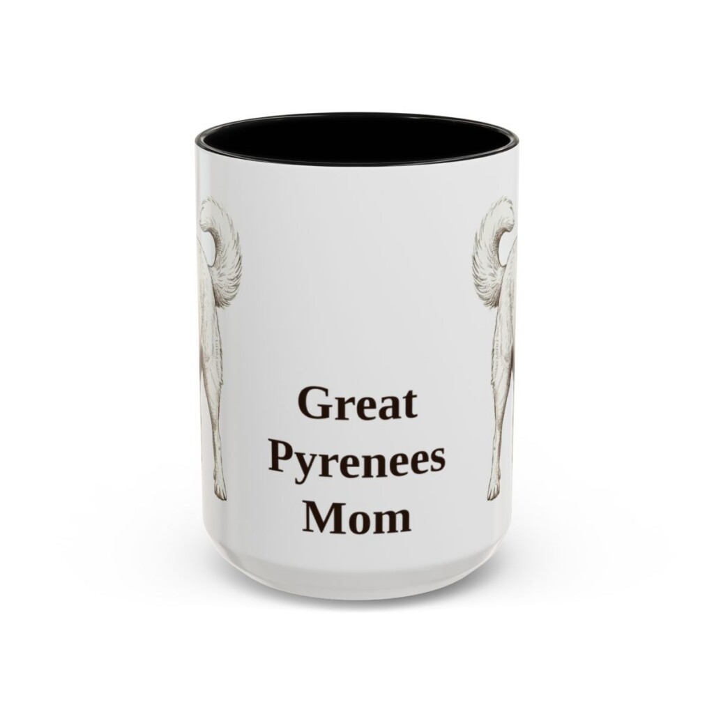 15oz Great Pyrenees Dog Mom Mug, Black, front view
