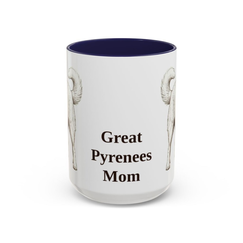 15oz Great Pyrenees Dog Mom Mug, Navy, front view