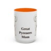 15oz Great Pyrenees Dog Mom Mug, Orange, front view