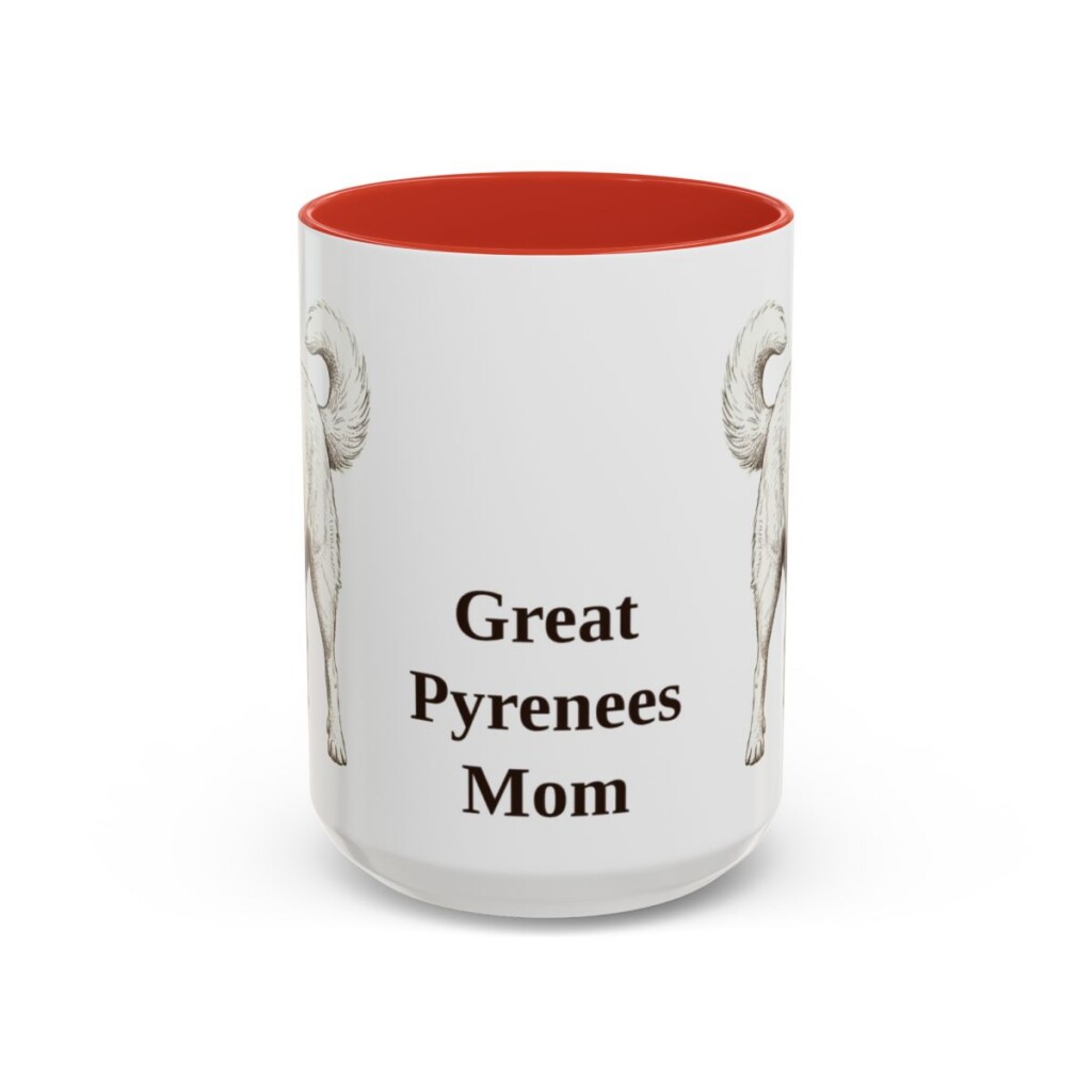 15oz Great Pyrenees Dog Mom Mug, Red, front view