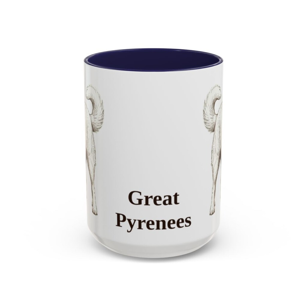 15oz-great-pyrenees-mug-navy 15oz Great Pyrenees Mug, Navy, front view