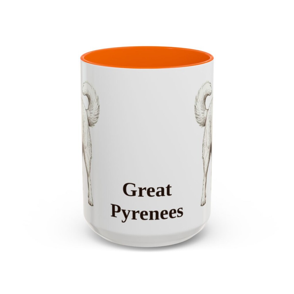 15oz-great-pyrenees-mug-orange 15oz Great Pyrenees Mug, Orange, front view