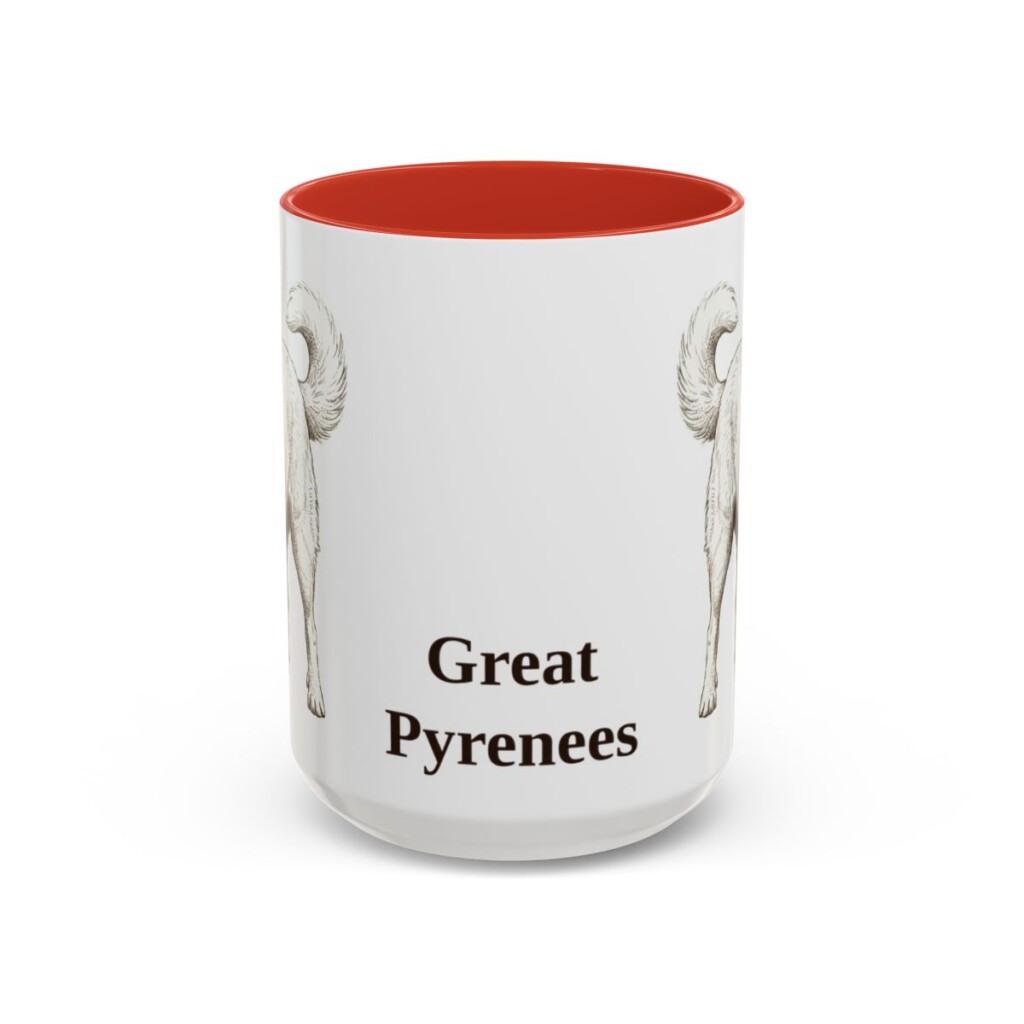 15oz-great-pyrenees-mug-red 15oz Great Pyrenees Mug, Red, front view