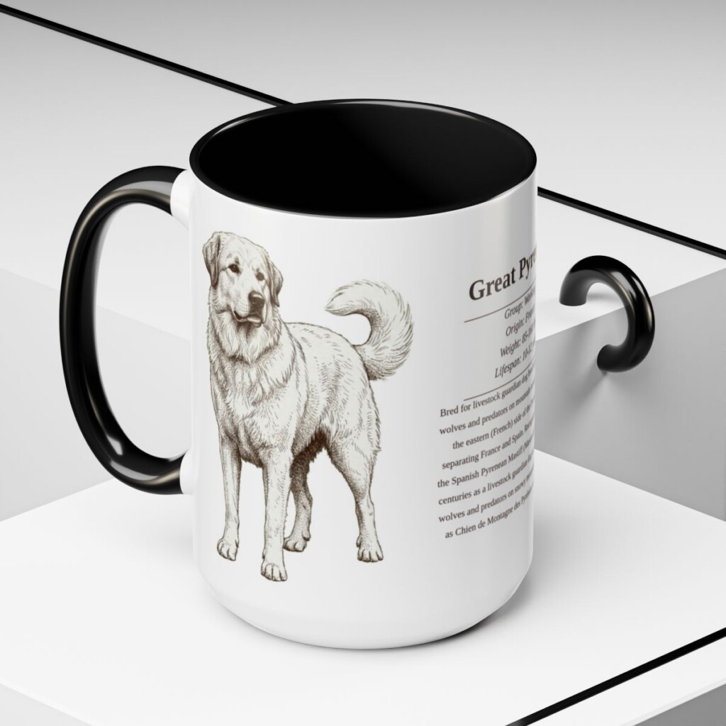 15oz Great Pyrenees Mug, Black, lifestyle photo