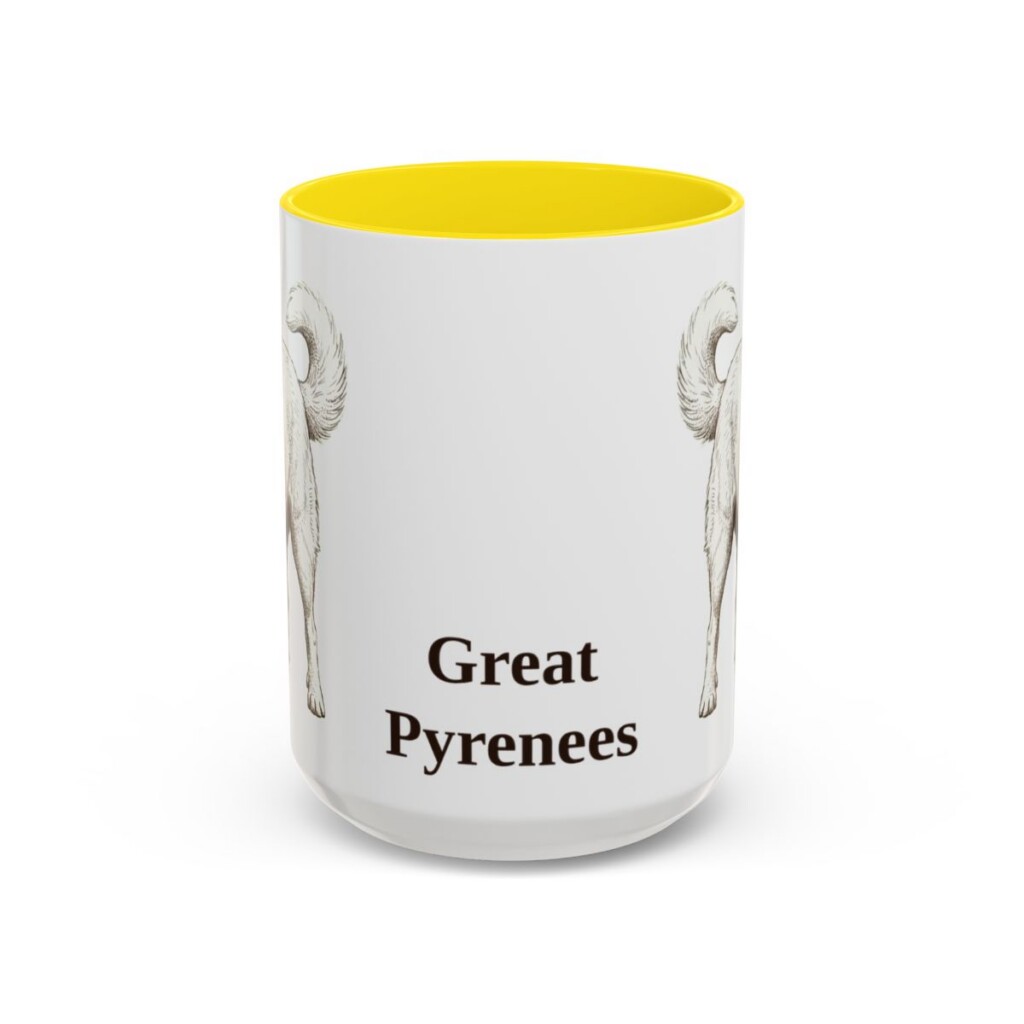 15oz-great-pyrenees-mug-yellow 15oz Great Pyrenees Mug, Yellow, front view