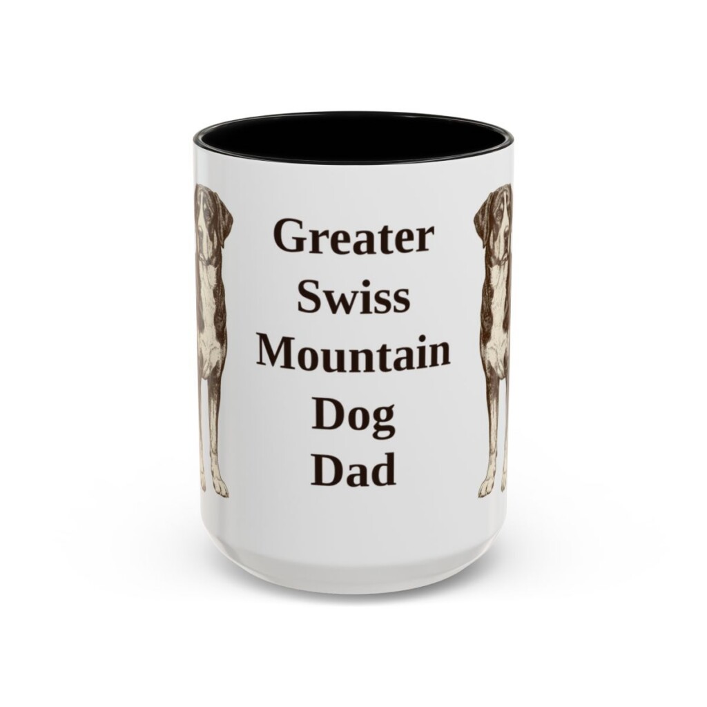 15oz Greater Swiss Mountain Dog Dog Dad Mug, Black, front view