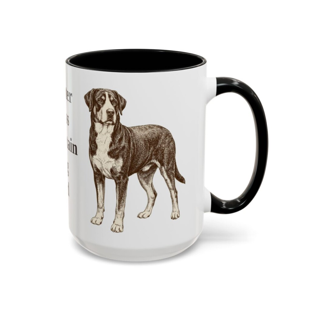 15oz Greater Swiss Mountain Dog Dog Dad Mug, Black, right side view