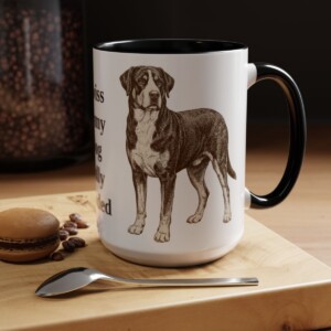 15oz Funny Greater Swiss Mountain Dog Mug, Black, lifestyle photo