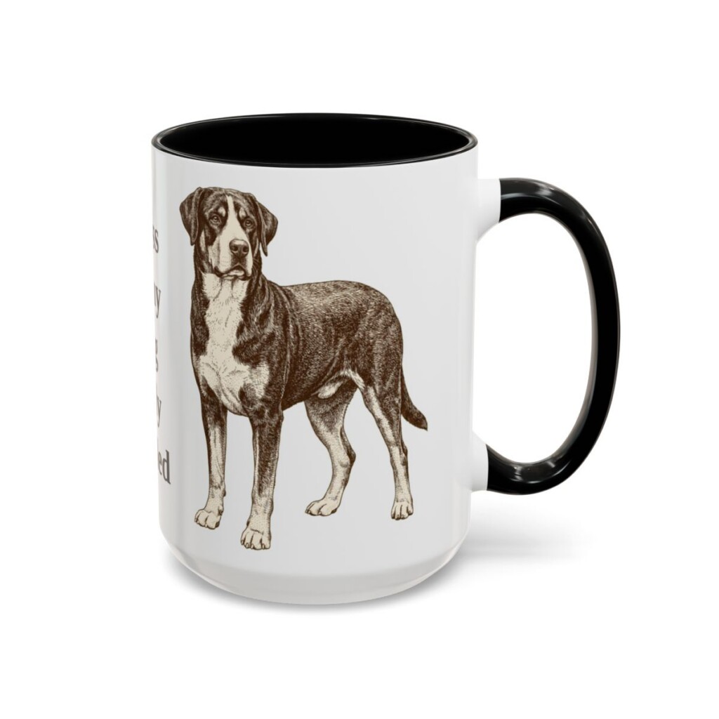 15oz Funny Greater Swiss Mountain Dog Mug, Black, right side view