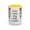 15oz Funny Greater Swiss Mountain Dog Mug, Yellow, front view