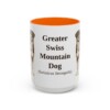 15oz Greater Swiss Mountain Dog Latin Mug, Orange, front view