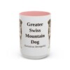 15oz Greater Swiss Mountain Dog Latin Mug, Pink, front view