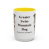 15oz Greater Swiss Mountain Dog Latin Mug, Yellow, front view