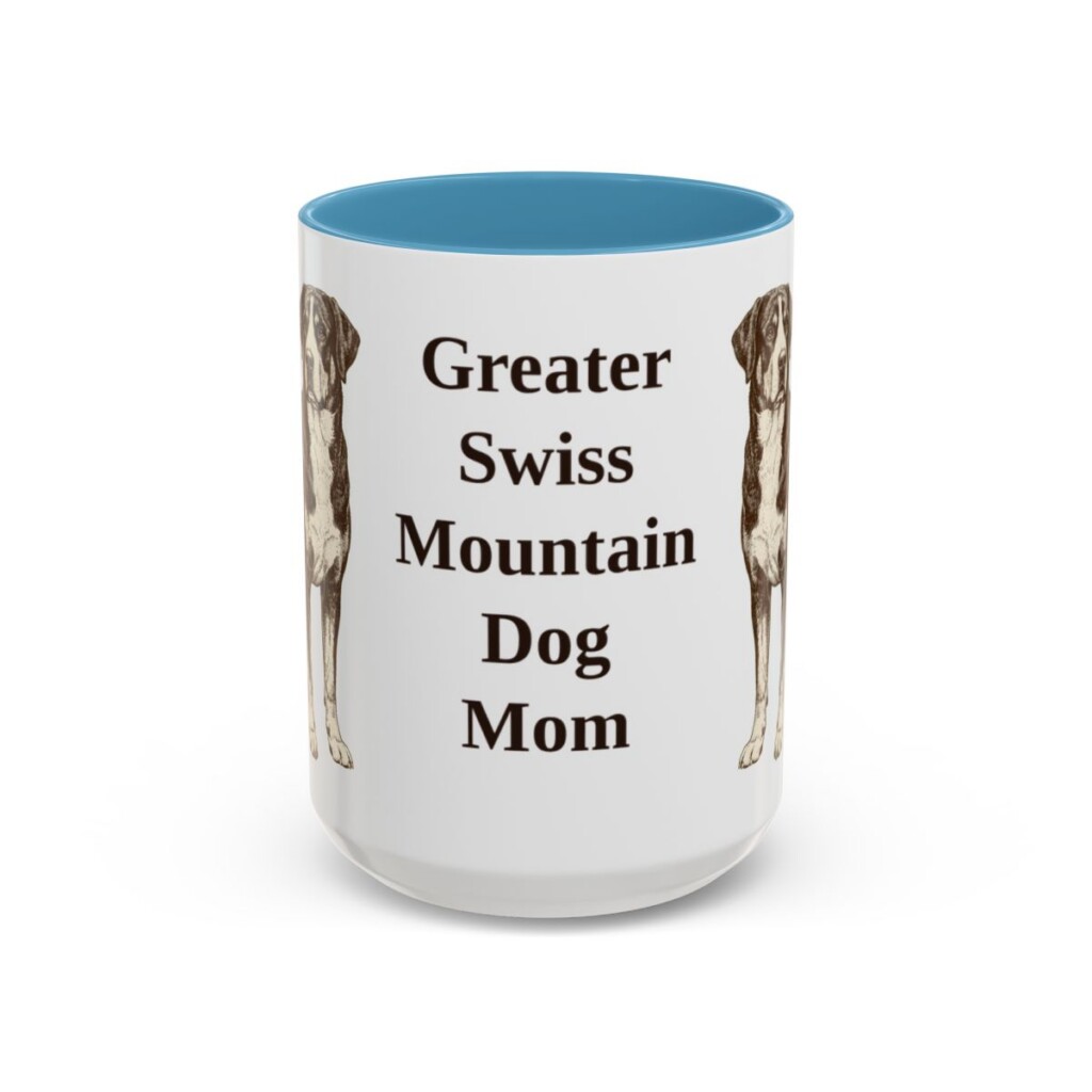 15oz-greater-swiss-mountain-dog-mug-mom-light-blue 15oz Greater Swiss Mountain Dog Dog Mom Mug, Light Blue, front view