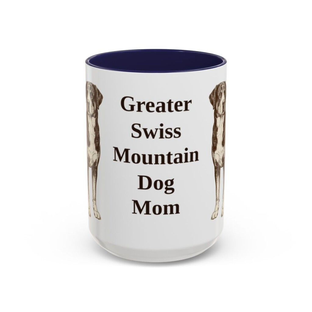 15oz-greater-swiss-mountain-dog-mug-mom-navy 15oz Greater Swiss Mountain Dog Dog Mom Mug, Navy, front view