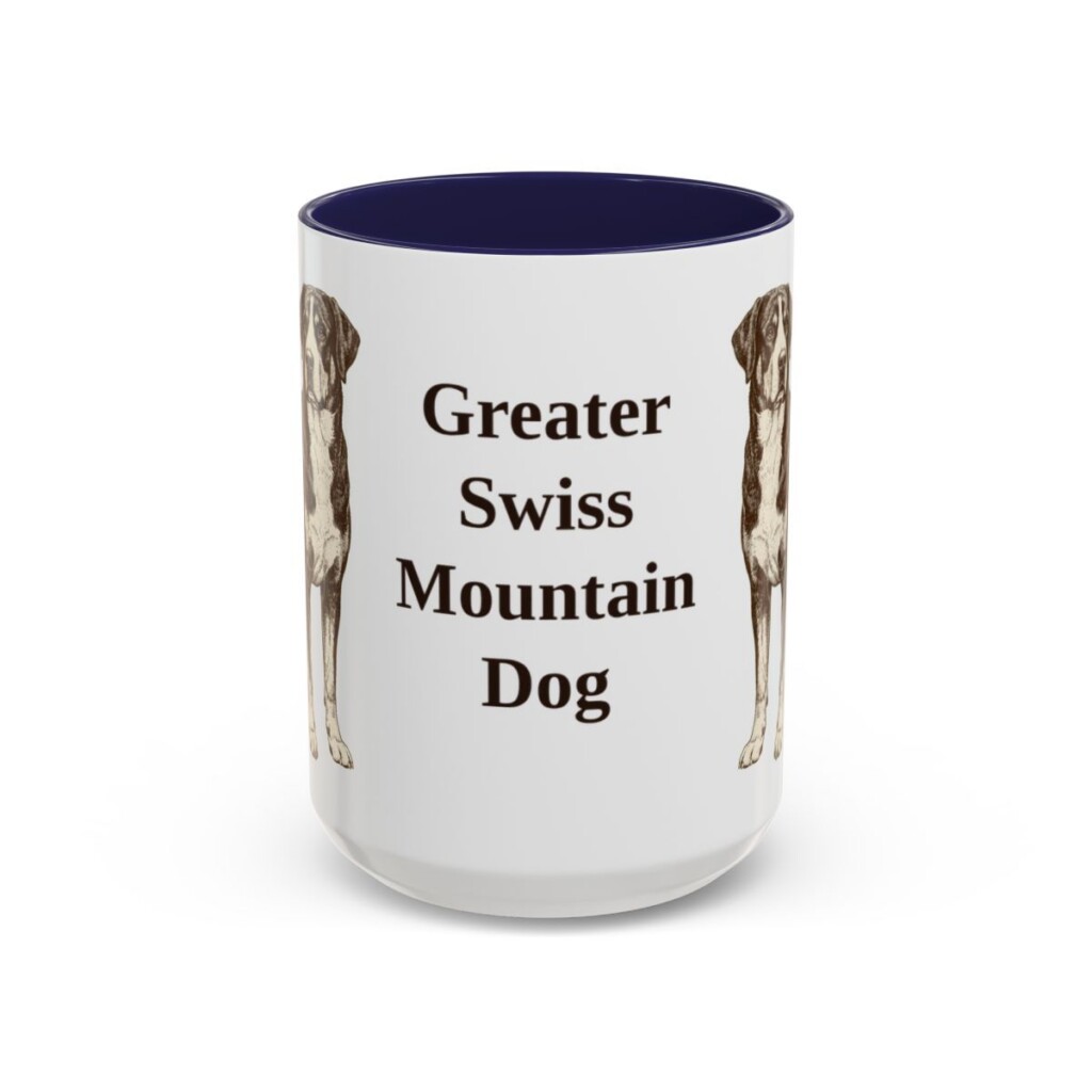 15oz-greater-swiss-mountain-dog-mug-navy 15oz Greater Swiss Mountain Dog Mug, Navy, front view